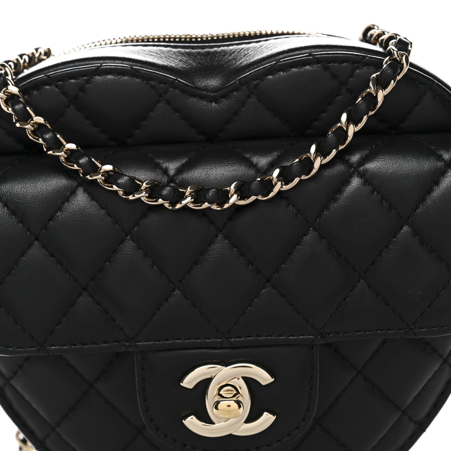 Lambskin Quilted CC In Love Heart Bag Black