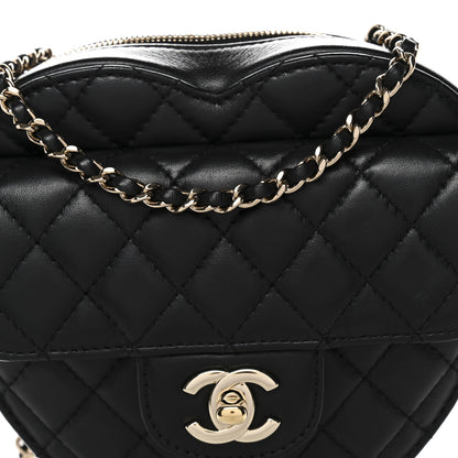 Chanel Lambskin Quilted CC In Love Heart Bag Black 8 of 11