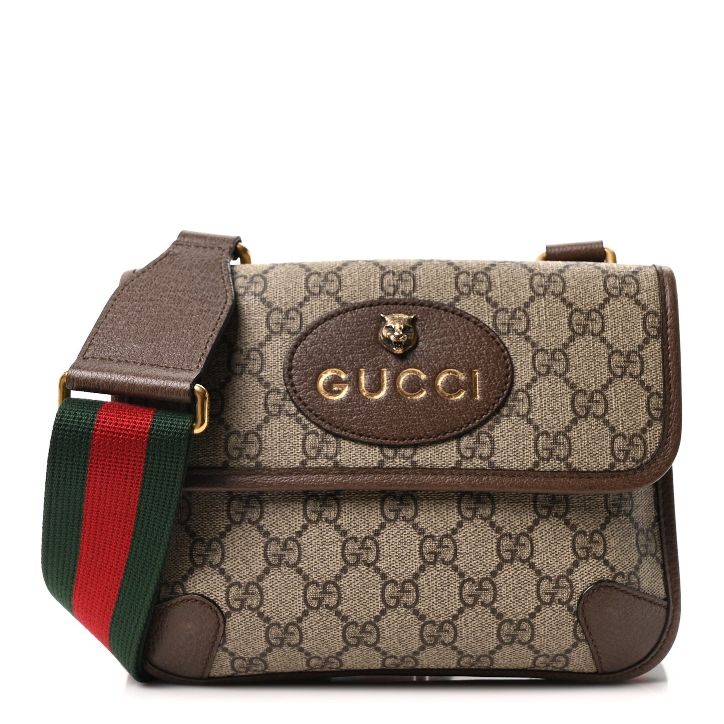 GG Supreme Monogram Web Small Neo Vintage Double Flap Messenger Bag Beige New Acero