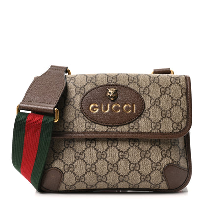 Gucci GG Supreme Monogram Web Small Neo Vintage Double Flap Messenger Bag Beige New Acero 1 of 10