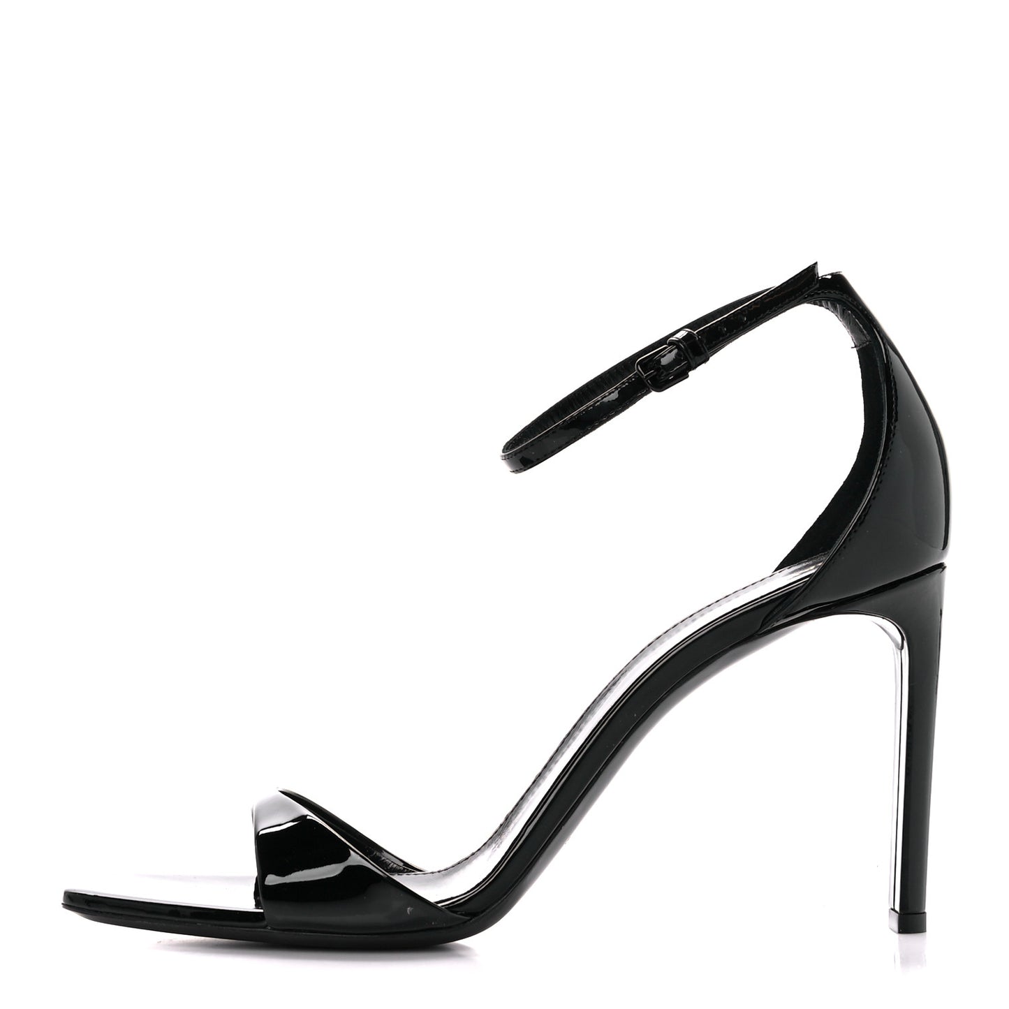 Patent Calfskin Bea 90 Ankle Strap Sandals 40 Black