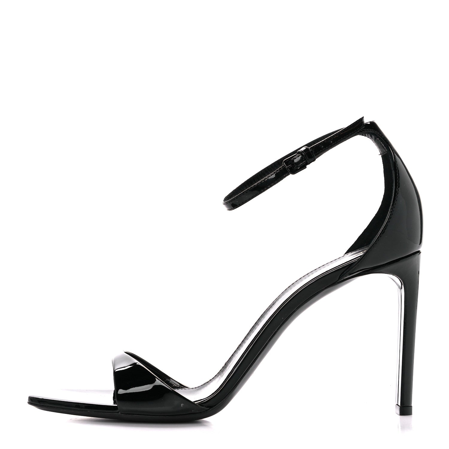 Saint Laurent Patent Calfskin Bea 90 Ankle Strap Sandals 40 Black 1 of 8