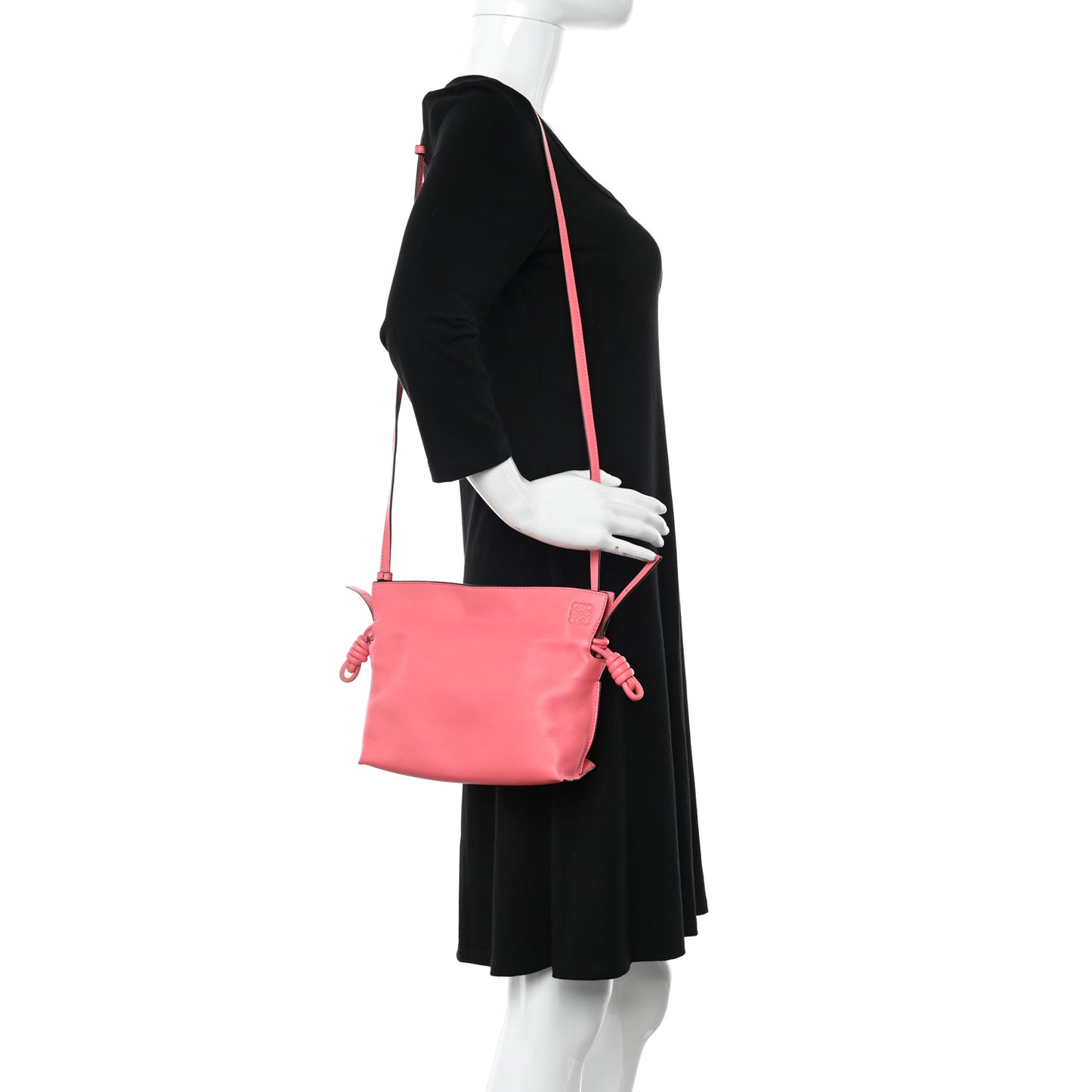 Calfskin Mini Flamenco Knot Clutch Pink