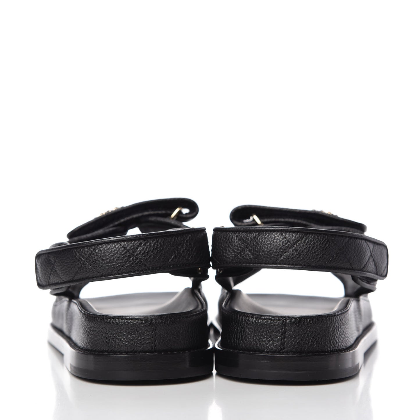 Grained Calfskin Velcro Dad Sandals 39 Black