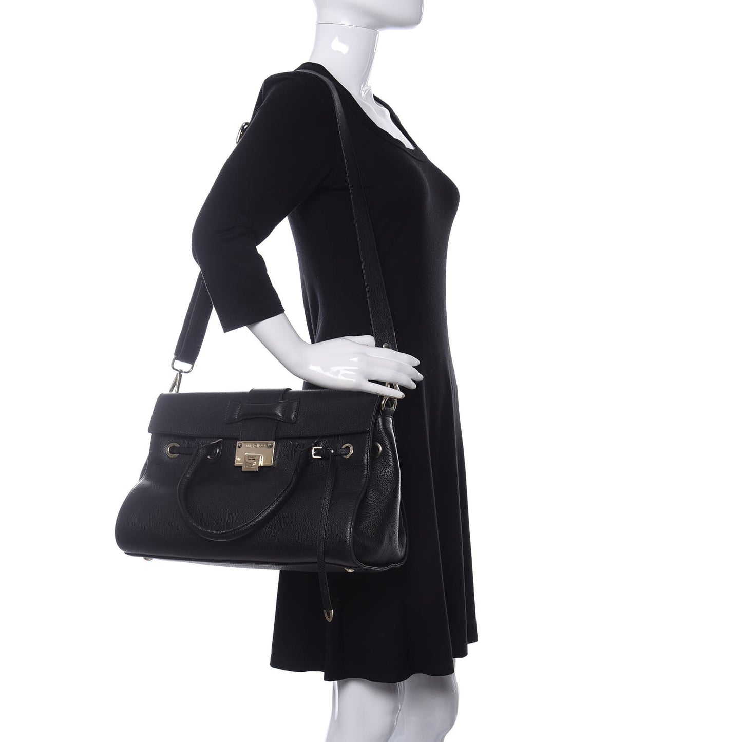 Calfskin Large Rosalie Satchel Black