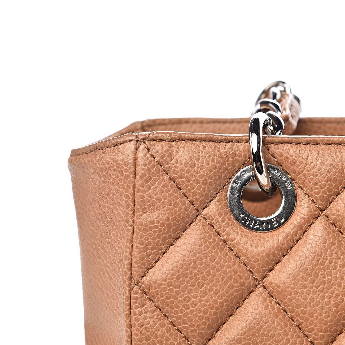 Caviar Quilted Petit Shopping Tote PST Dark Beige