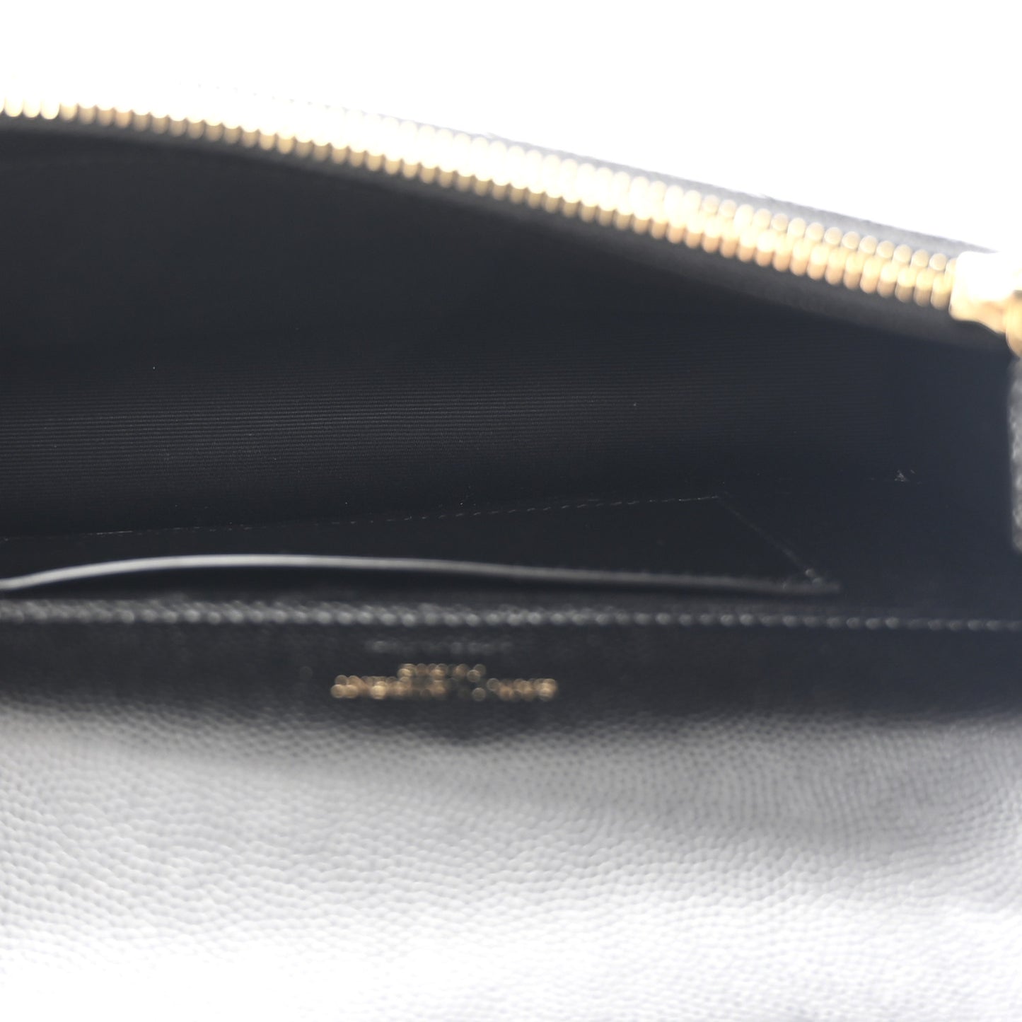 Grain De Poudre Matelasse Chevron Monogram Envelope Chain Wallet Black