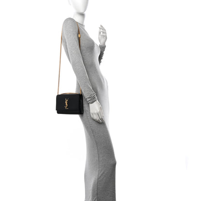 Saint Laurent Grain De Poudre Small Classic Monogram Kate Satchel Black 2 of 11