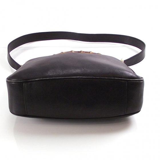 Leather Bamboo Hobo Black