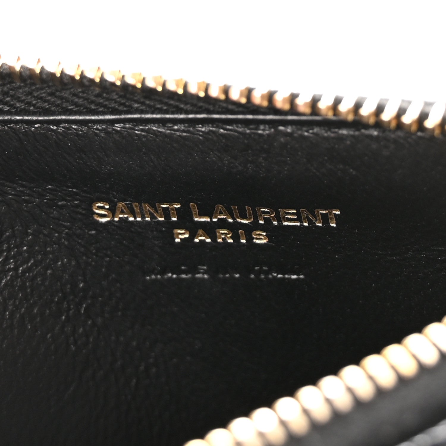 Saint Laurent Grain De Poudre Matelasse Chevron Monogram Fragments Zippered Card Case Black 6 of 6