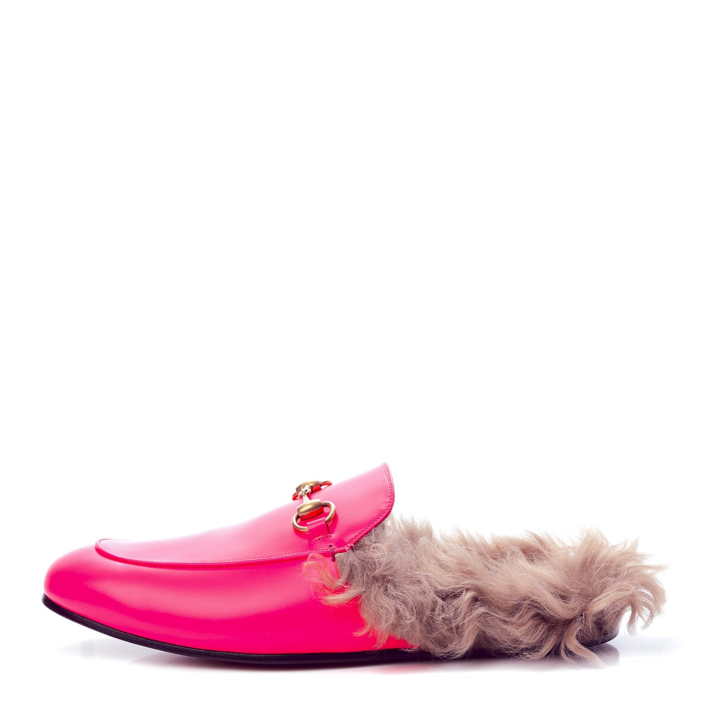 Calfskin Fur Mens Princetown Slippers 9 Fuxia Fluo Natural