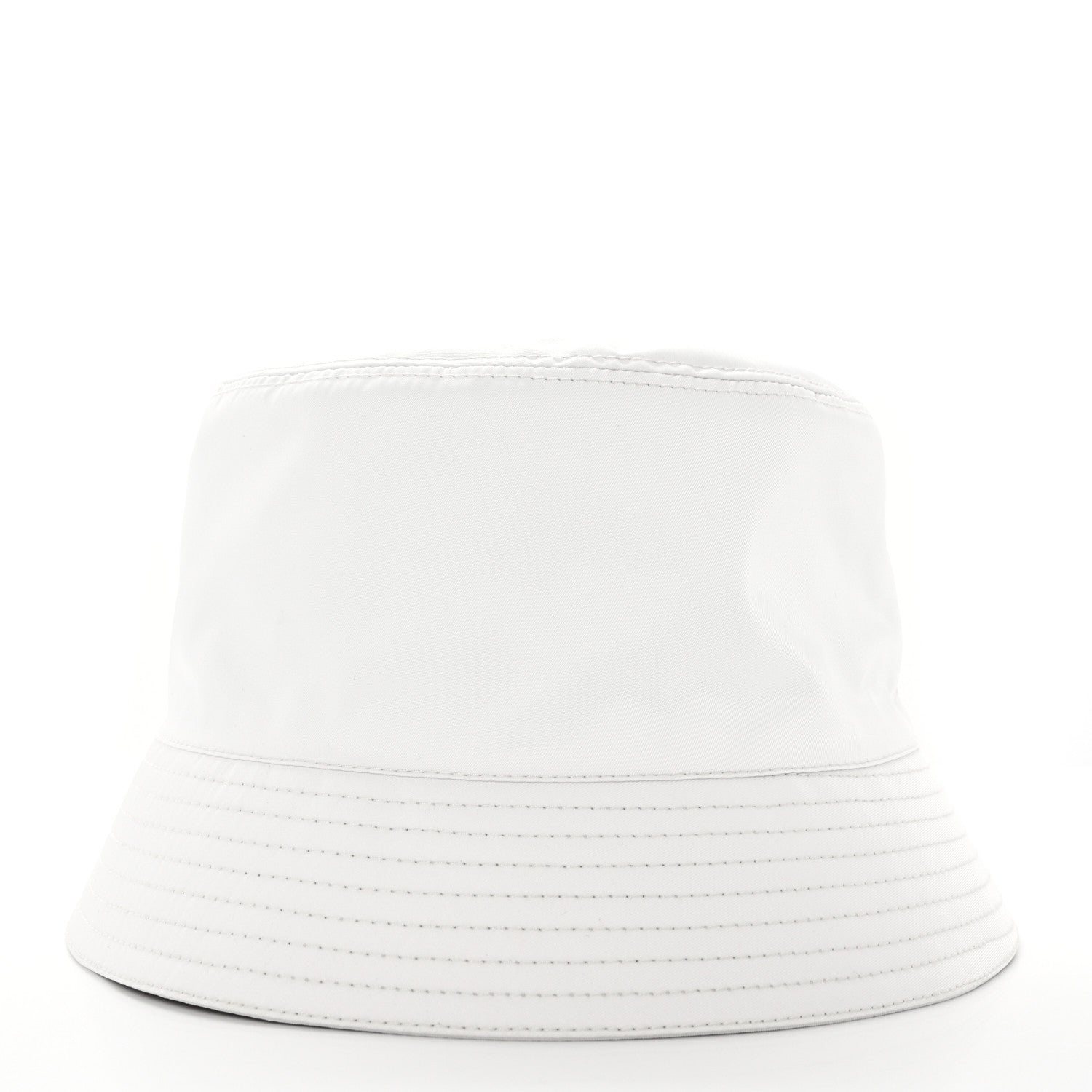 Prada Tessuto Nylon Metal Triangle Logo Womens Bucket Hat M White 5 of 8