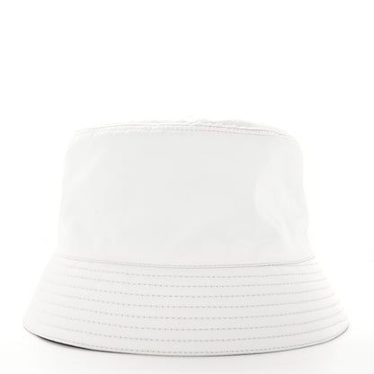Prada Tessuto Nylon Metal Triangle Logo Womens Bucket Hat M White 5 of 8