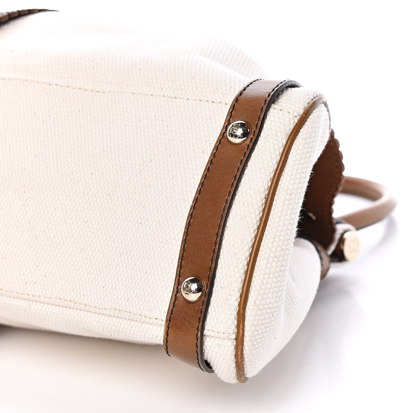 Canvas Calfskin Medium Magic Bag White Brown