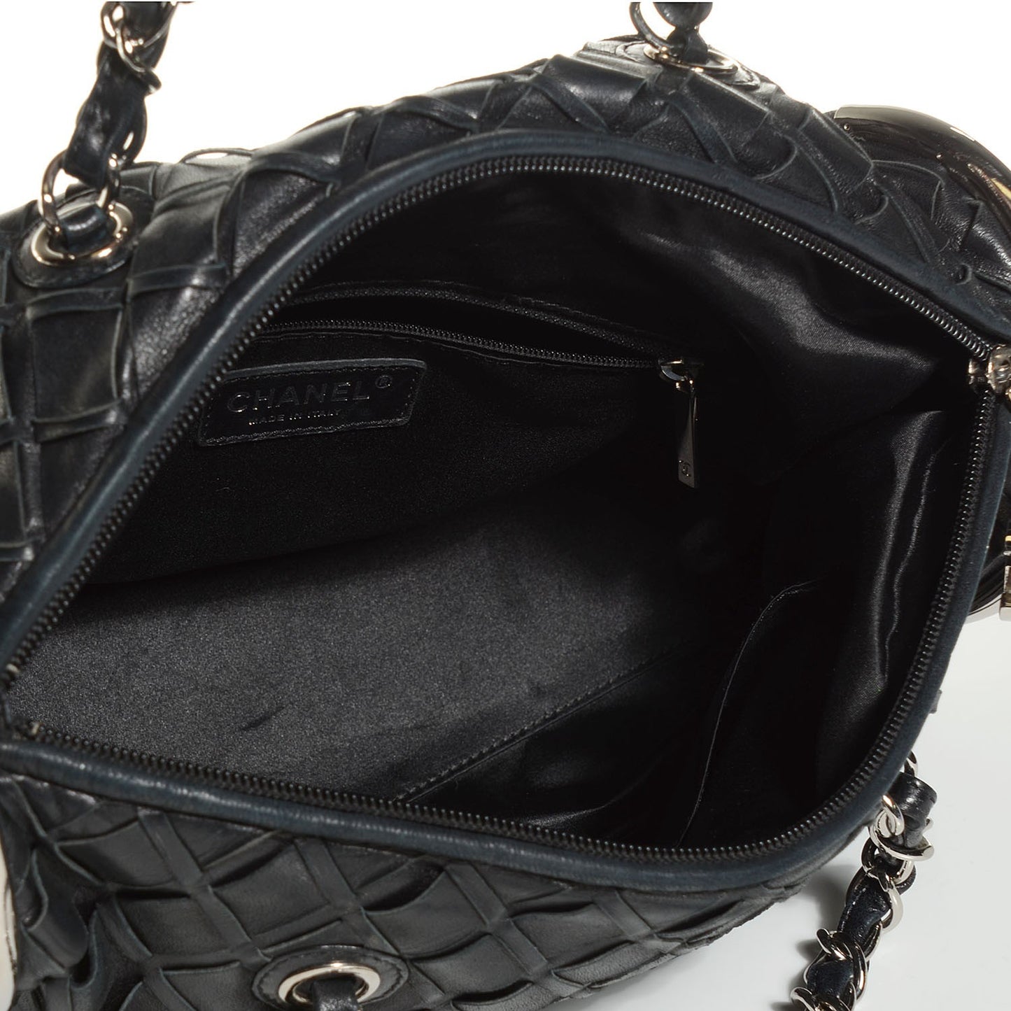 Lambskin Woven Medium Ultimate Soft Sombrero Bag Black
