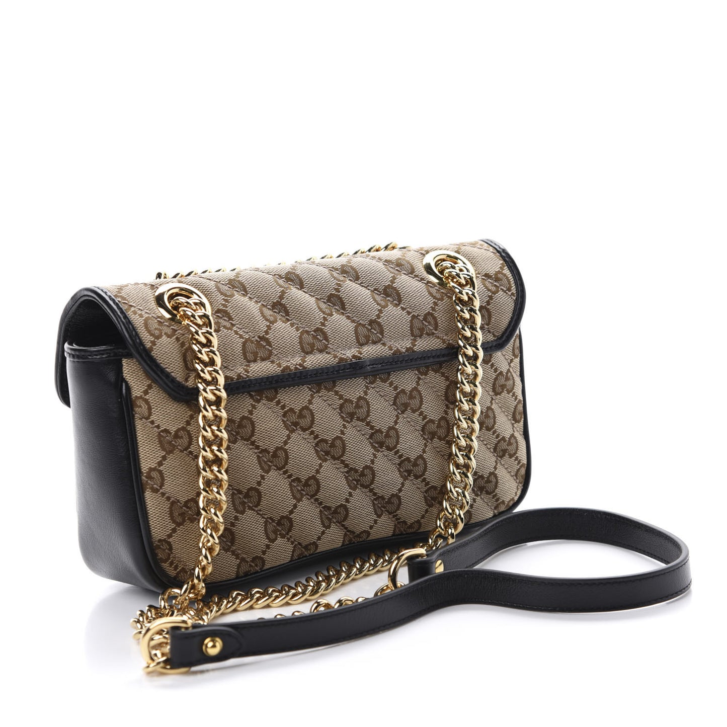 Monogram Matelasse Diagonal Mini GG Marmont Shoulder Bag Beige Black
