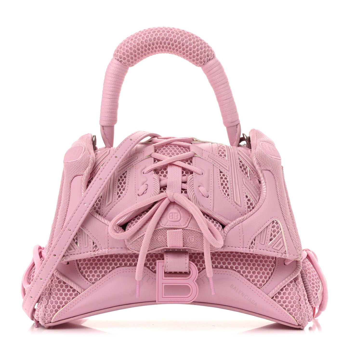 Faux Calfskin Fabric Small Sneakerhead Top Handle Bag Pink