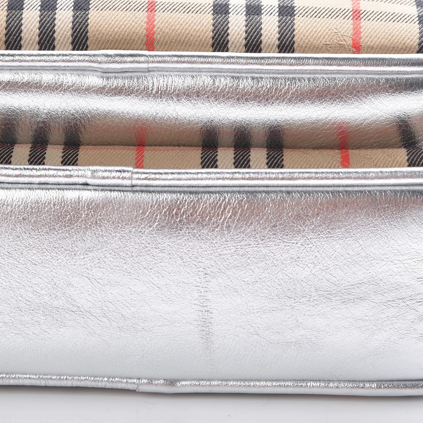 Smooth Calfskin 1983 Knight Check Link Camera Bag Silver