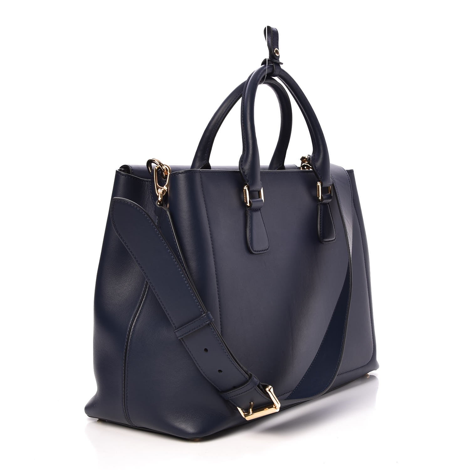 Burberry Smooth Bonded Calfskin Large Saddle Tote Blue Carbon 4 of 7
