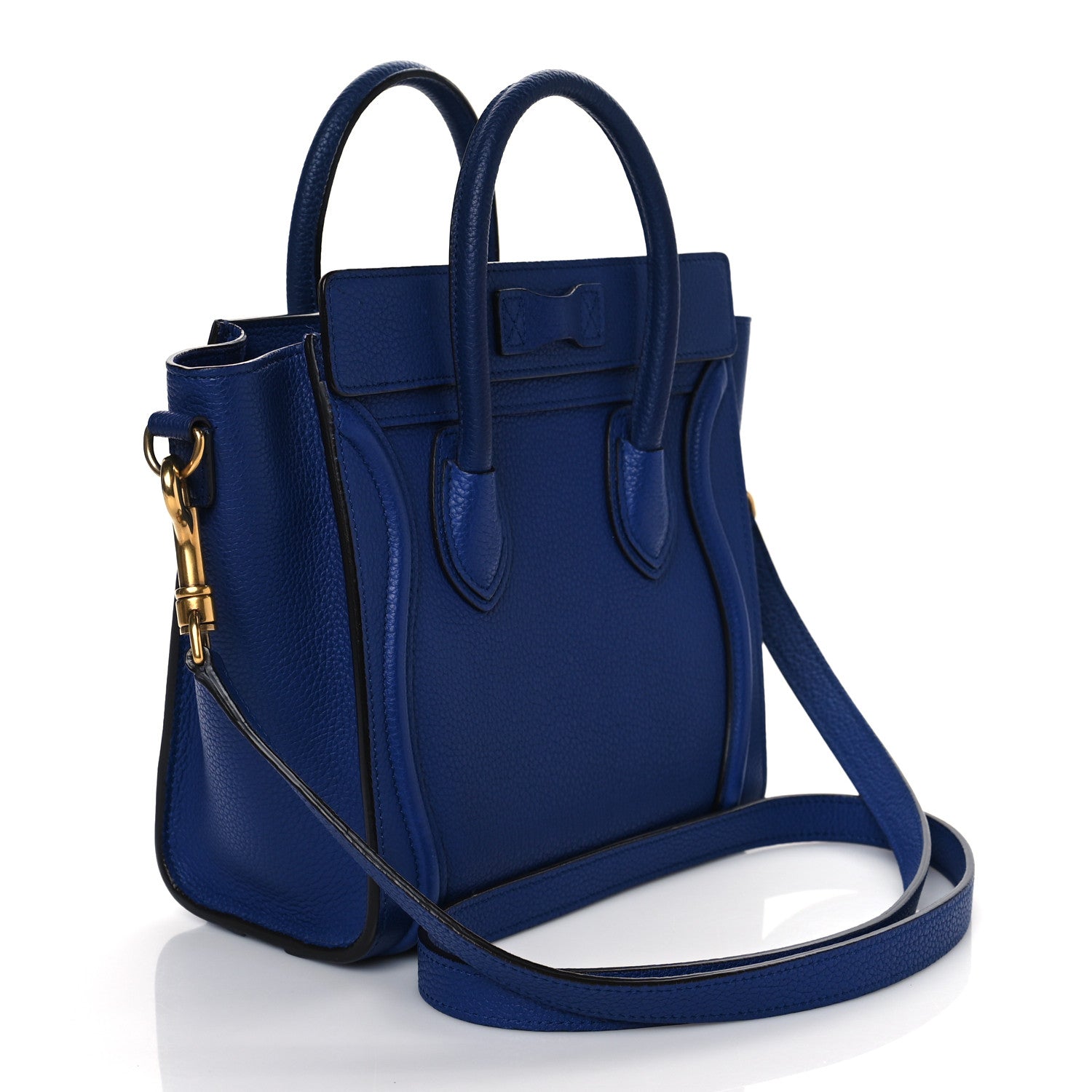 Celine Drummed Calfskin Nano Luggage Indigo 4 of 10