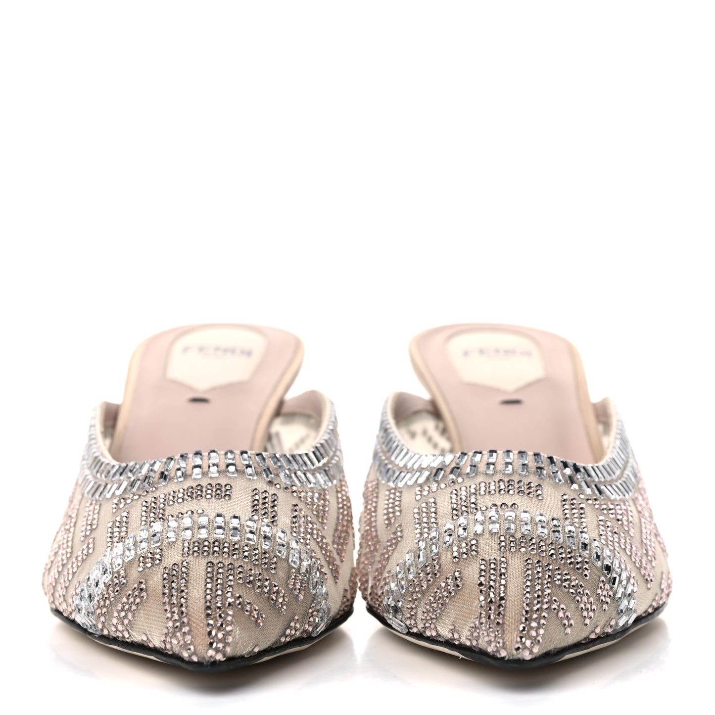 Technical Mesh Crystal FF Embellished Colibri 55mm Mules 38 Nude