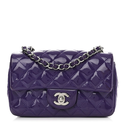 Chanel Patent Quilted Mini Rectangular Flap Purple 1 of 13