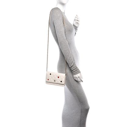 Chanel Caviar Quilted Enamel Coco Casino Wallet On Chain WOC White 2 of 12