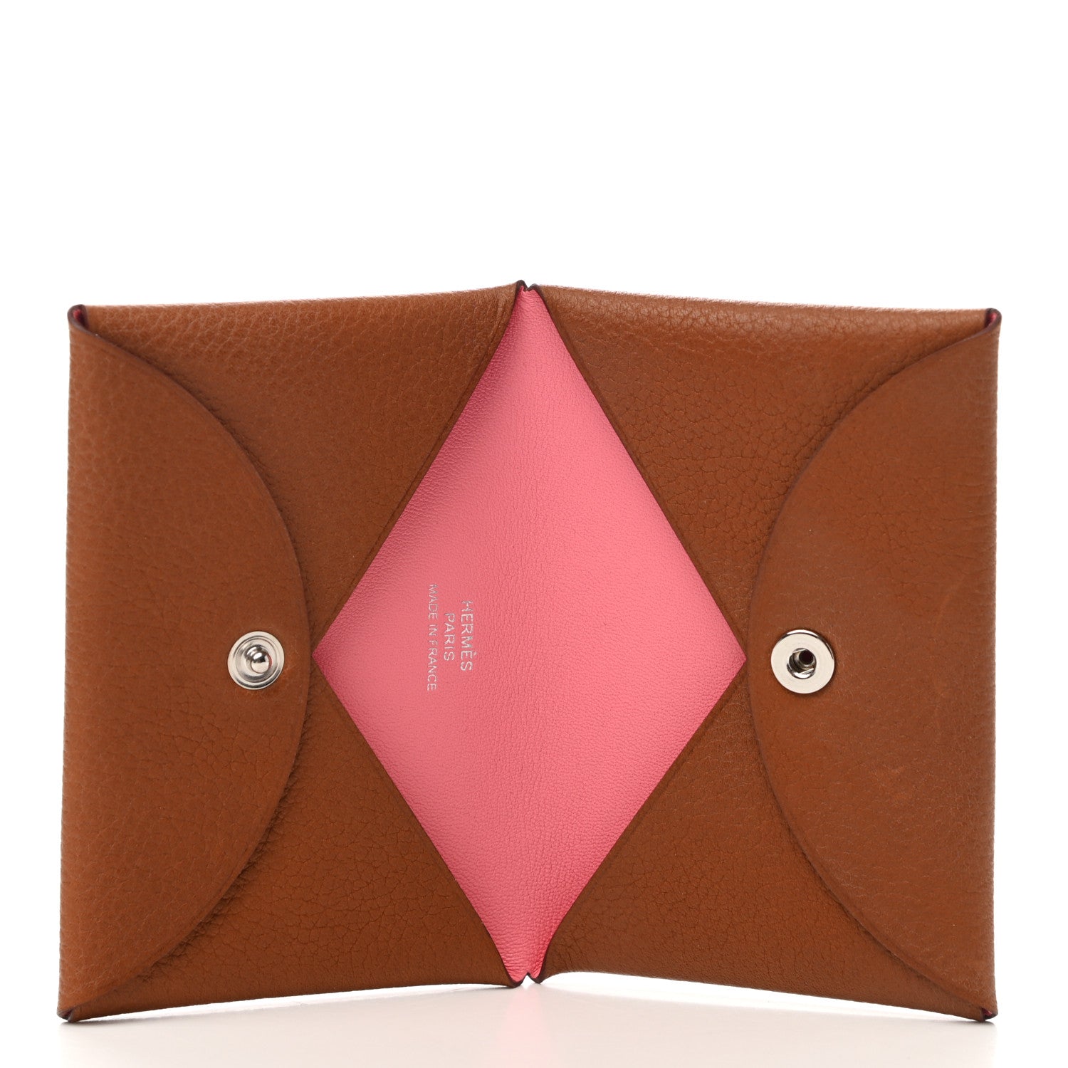 Hermes Evercolor Verso Calvi Card Case Gold Rose Azalee 5 of 7
