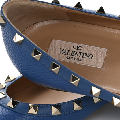 Valentino Garavani Pebbled Calfskin Rockstud Ballerina Flats 41 Baltique 6 of 7