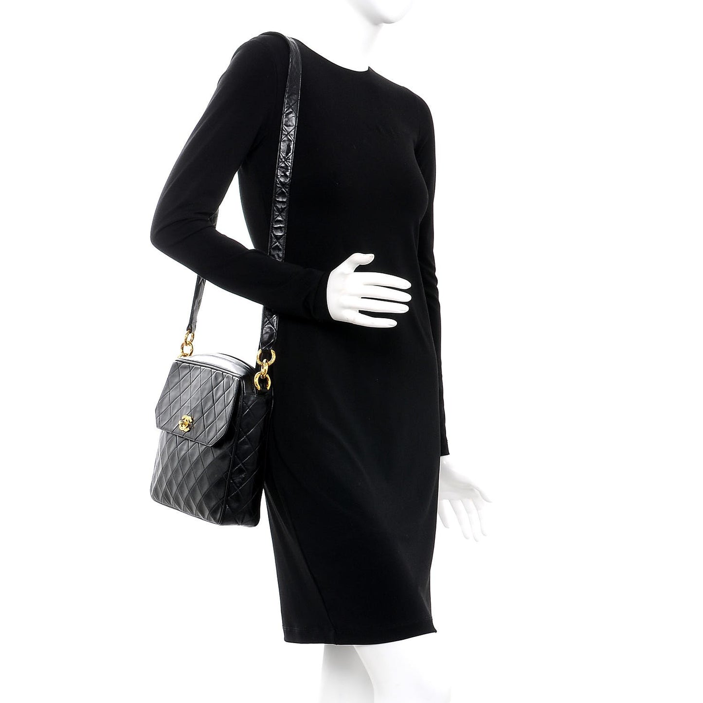Lambskin Quilted Flap Crossbody Bag Black