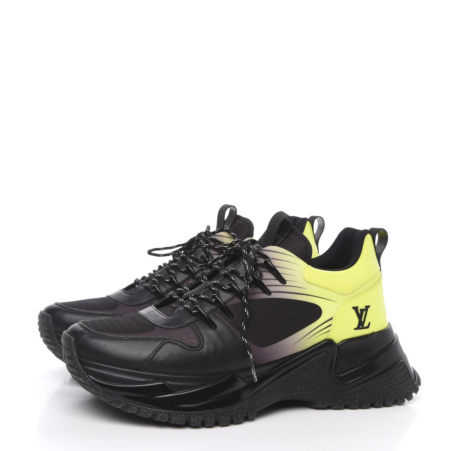 Calfskin Mens Run Away Pulse Sneakers 7 Black Yellow