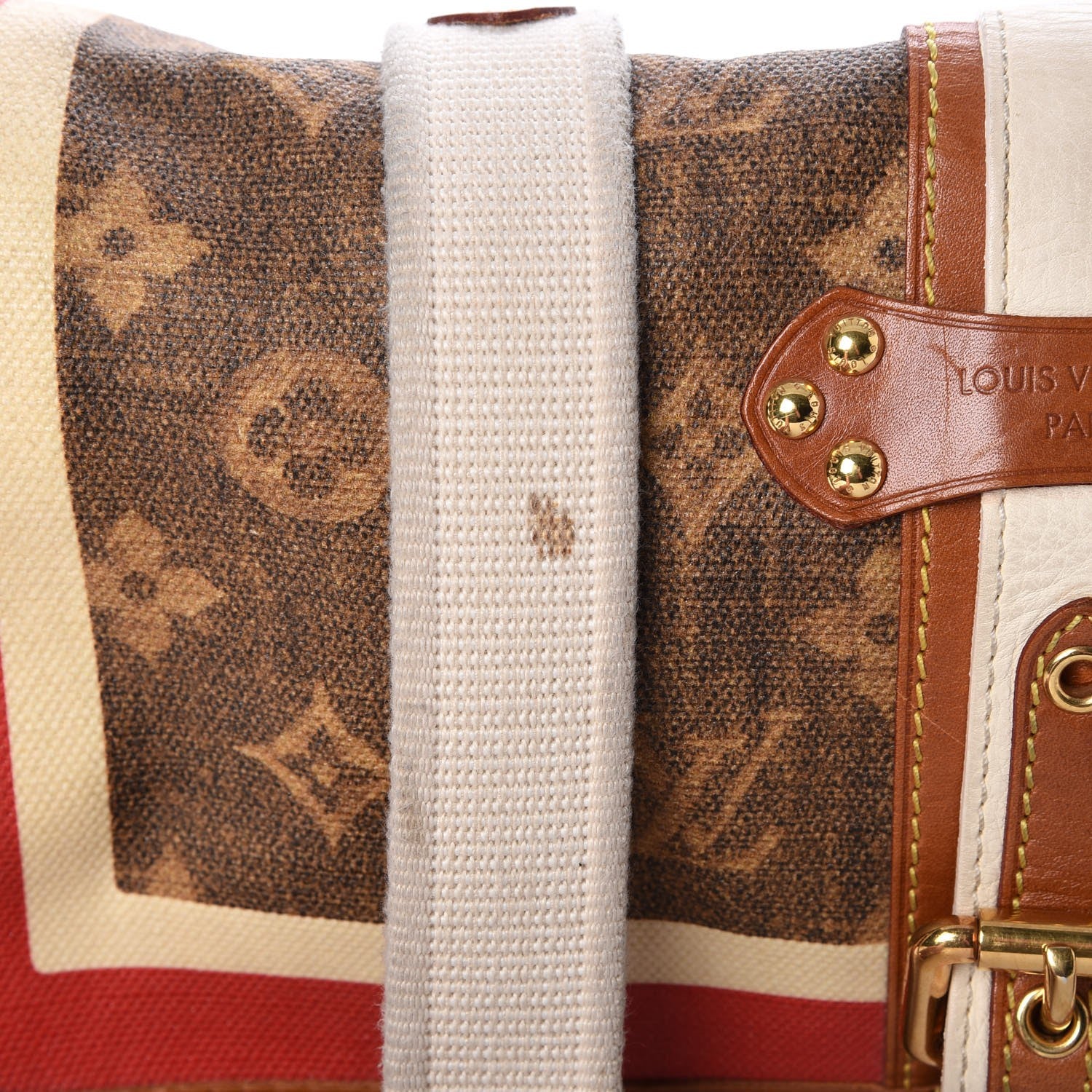 Louis Vuitton Monogram Rayures Tisse Clutch Red 12 of 13