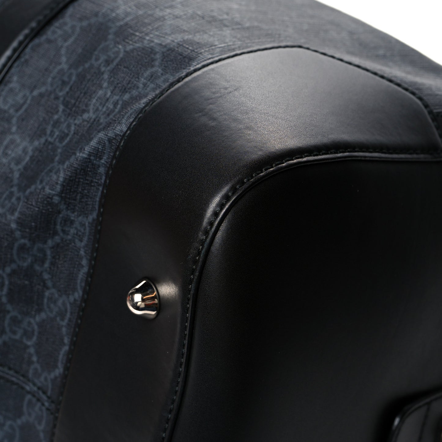 Soft GG Supreme Monogram Appia Calfskin Web Medium Carry On Duffle Bag Black Grey