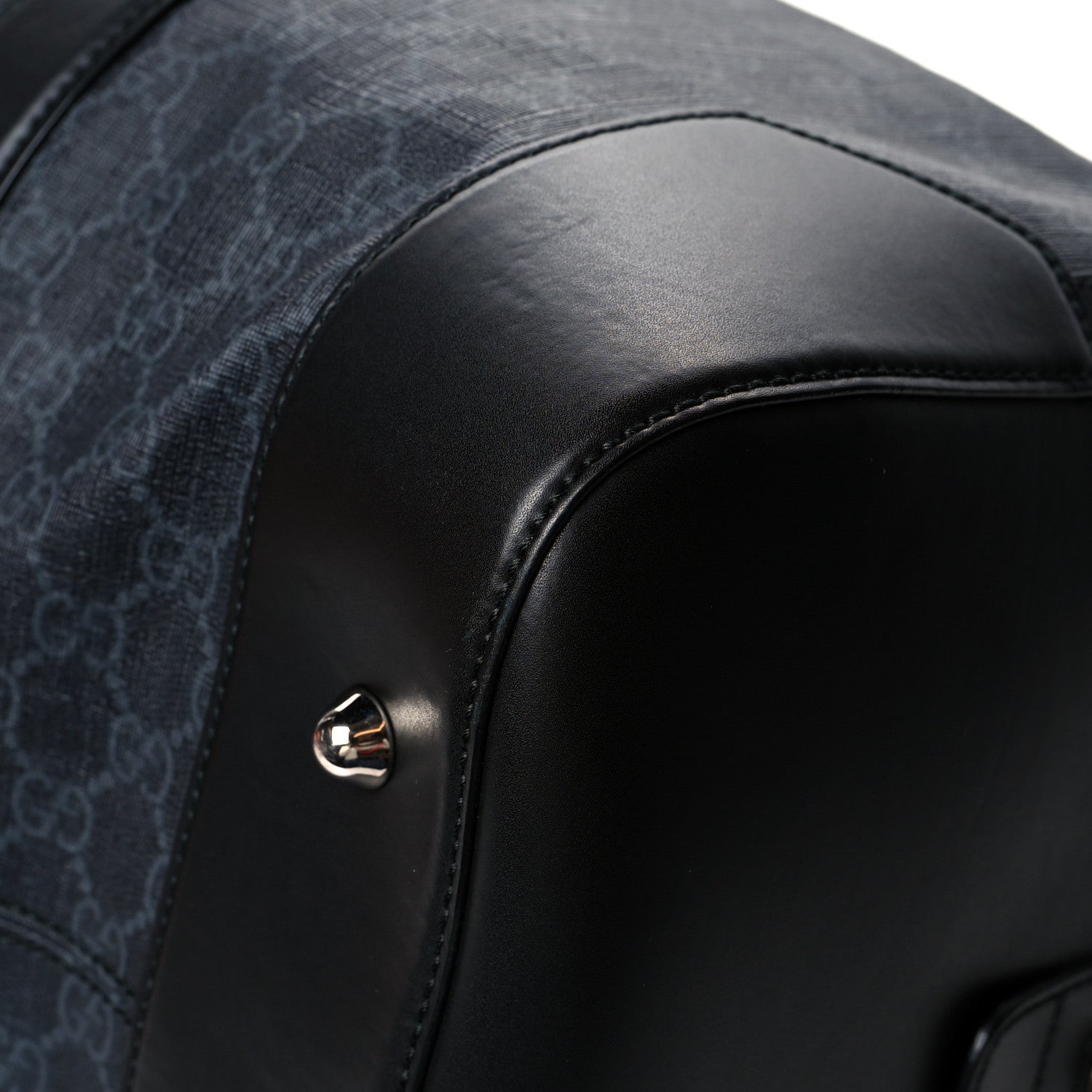 Gucci Soft GG Supreme Monogram Appia Calfskin Web Medium Carry On Duffle Bag Black Grey 12 of 12