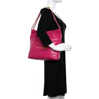 Chanel Shiny Calfskin Quilted Small Chanel 22 Fuchsia 2 of 11