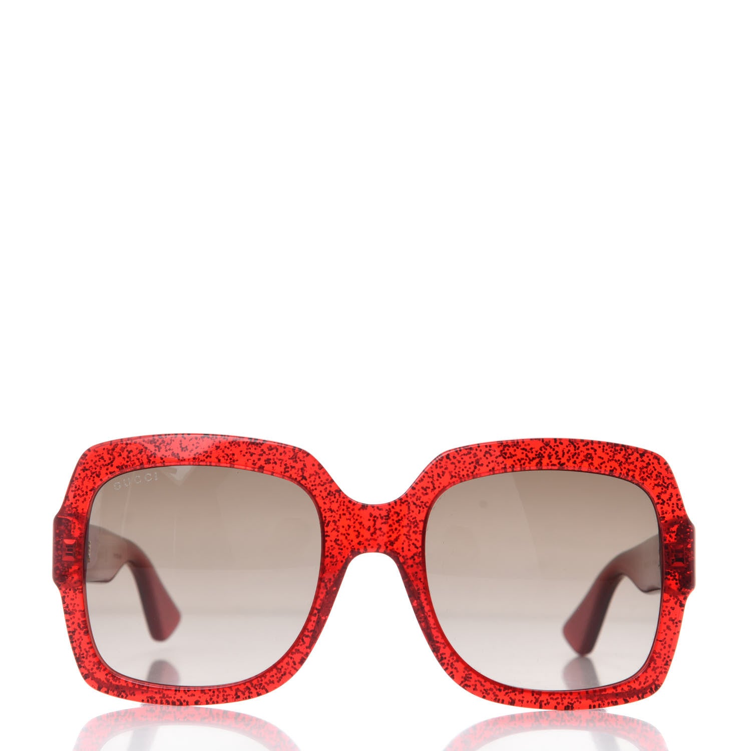 Gucci Square Frame GG 0036S Sunglasses Glitter Red 2 of 8