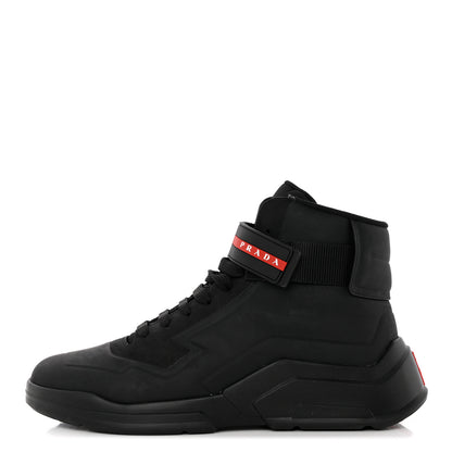 Prada Nubuck Polarius Mens High Top Sneakers 9.5 Black 1 of 17
