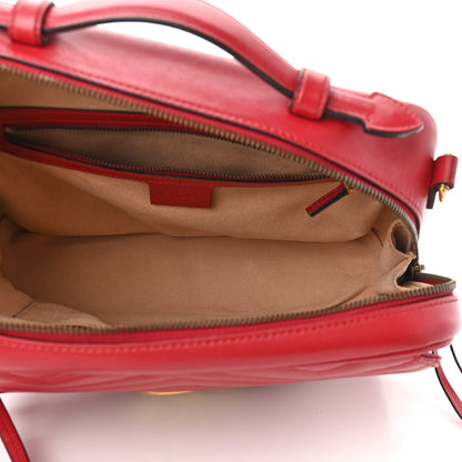 Gucci Calfskin Matelasse Sylvie Web Small GG Marmont Top Handle Shoulder Bag Hibiscus Red 5 of 13