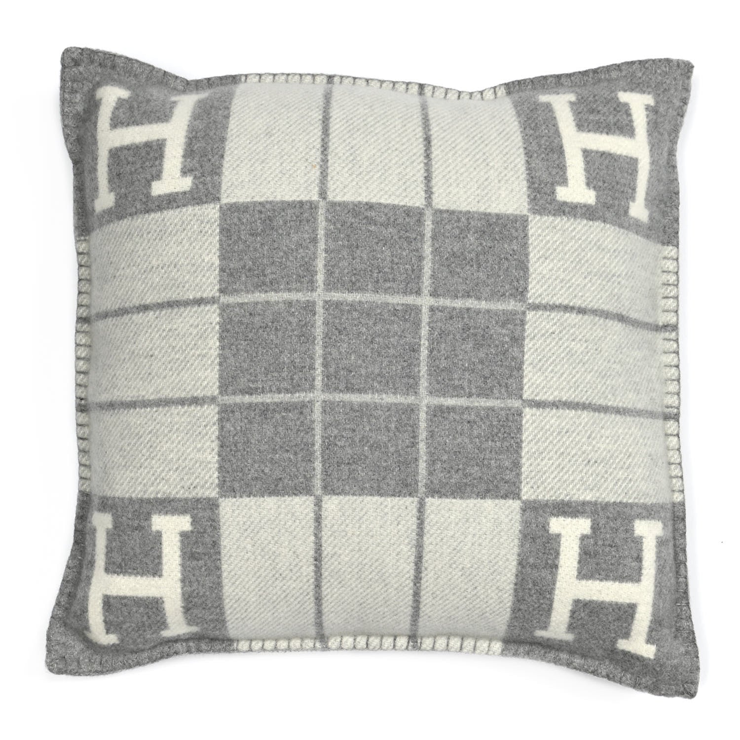Hermes Wool Cashmere Avalon III Pillow PM Ecru Gris Clair 1 of 3