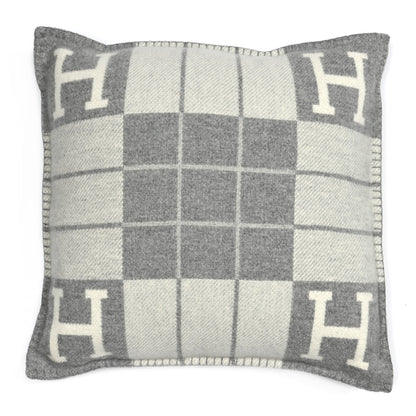 Hermes Wool Cashmere Avalon III Pillow PM Ecru Gris Clair 1 of 3