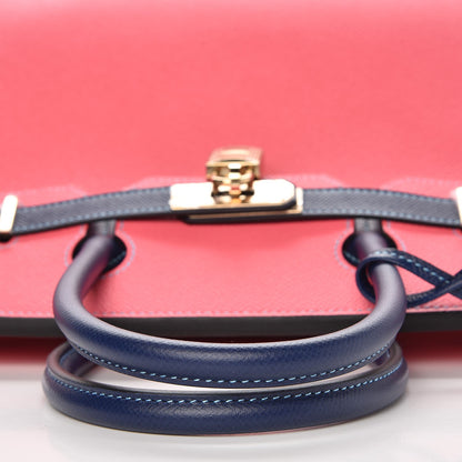 Hermes Epsom Horseshoe Birkin 30 Rose Azalee Bleu Saphir 30 of 32