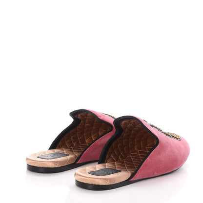Gucci Velvet Embellished Evening Slippers 38 Pink 4 of 8