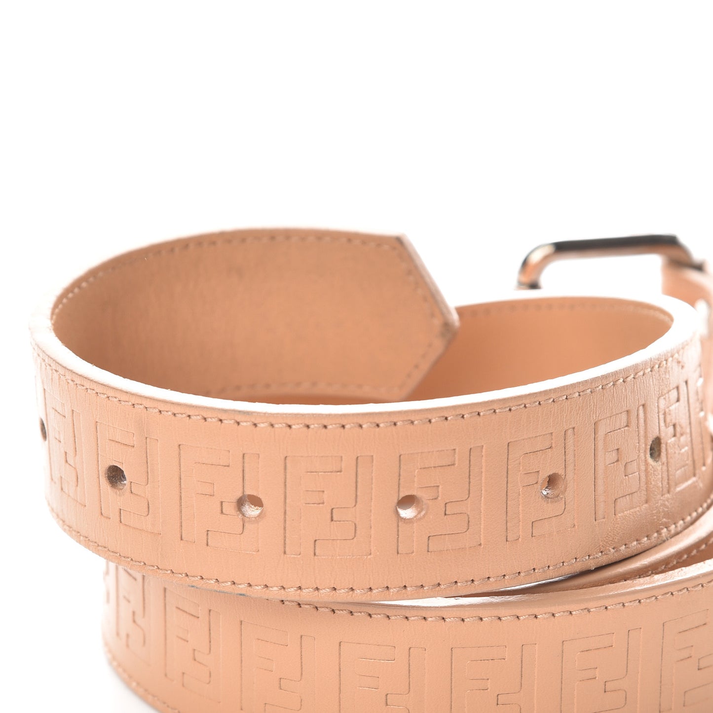 Calfskin FF Embossed Belt 90 36 Beige