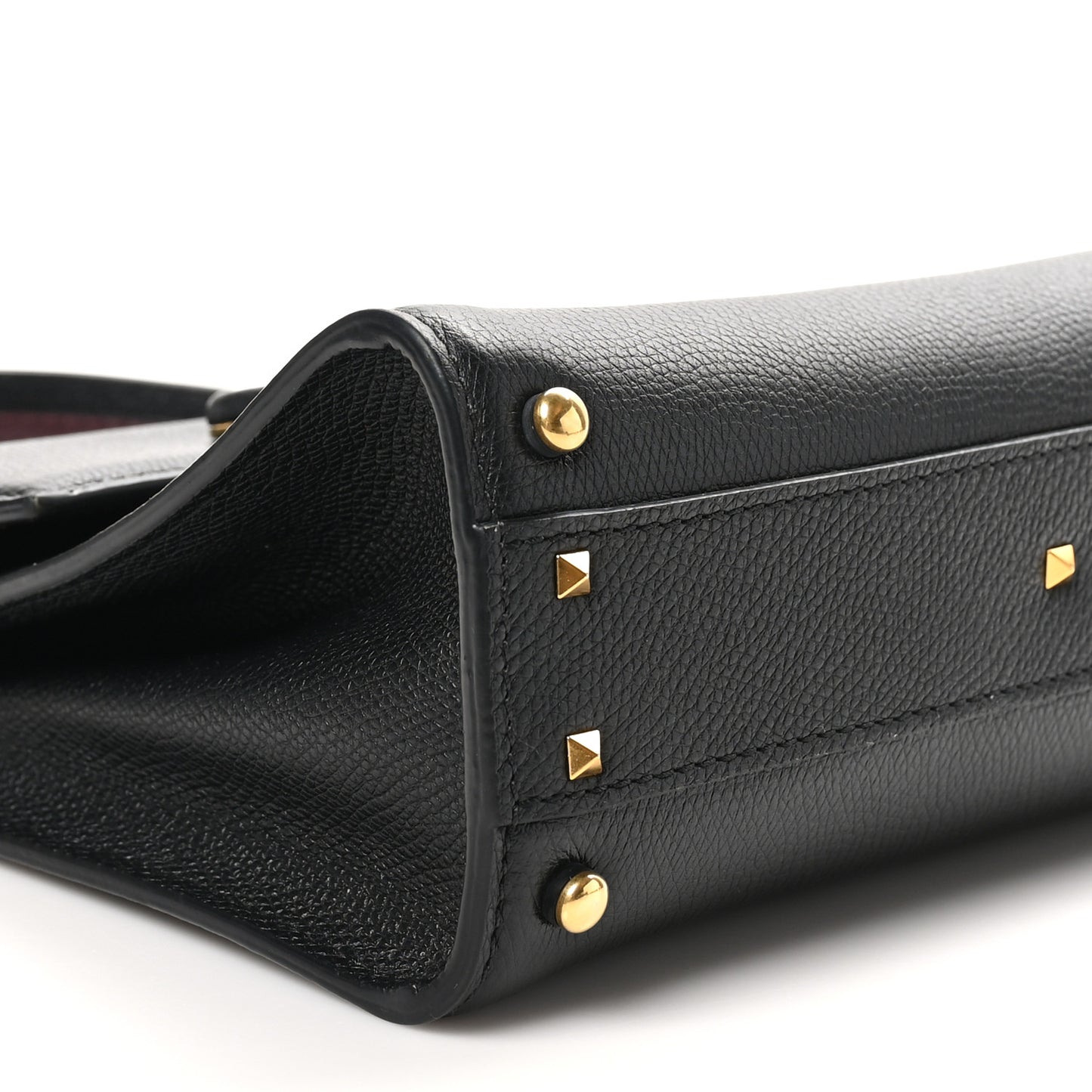 Grainy Calfskin Small VSling Top Handle Bag Black