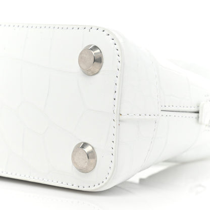 Balenciaga Calfskin Crocodile Embossed XXS Ville Top Handle Bag White Black 12 of 12