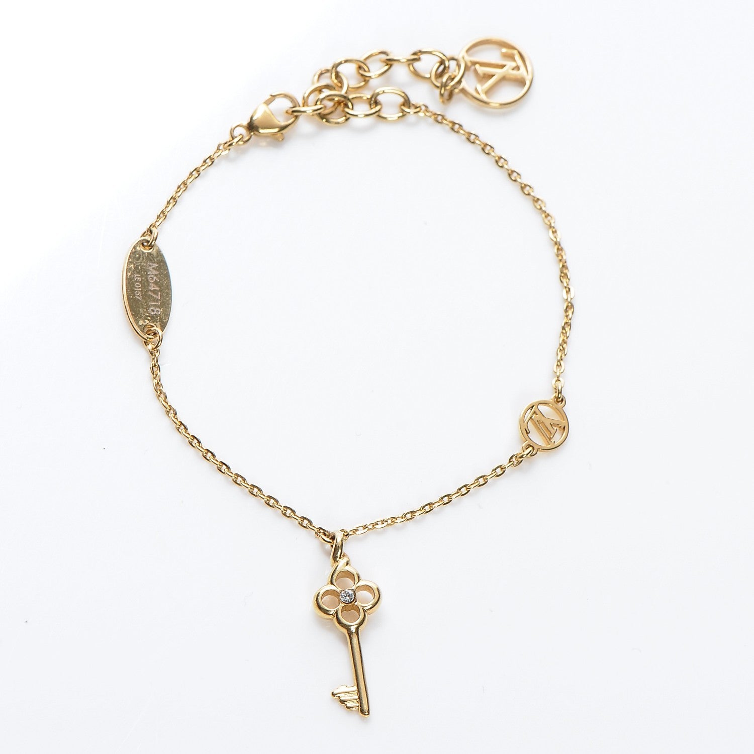 Louis Vuitton Swarovski Crystal Lady Lucky Key Supple Bracelet Gold 3 of 8