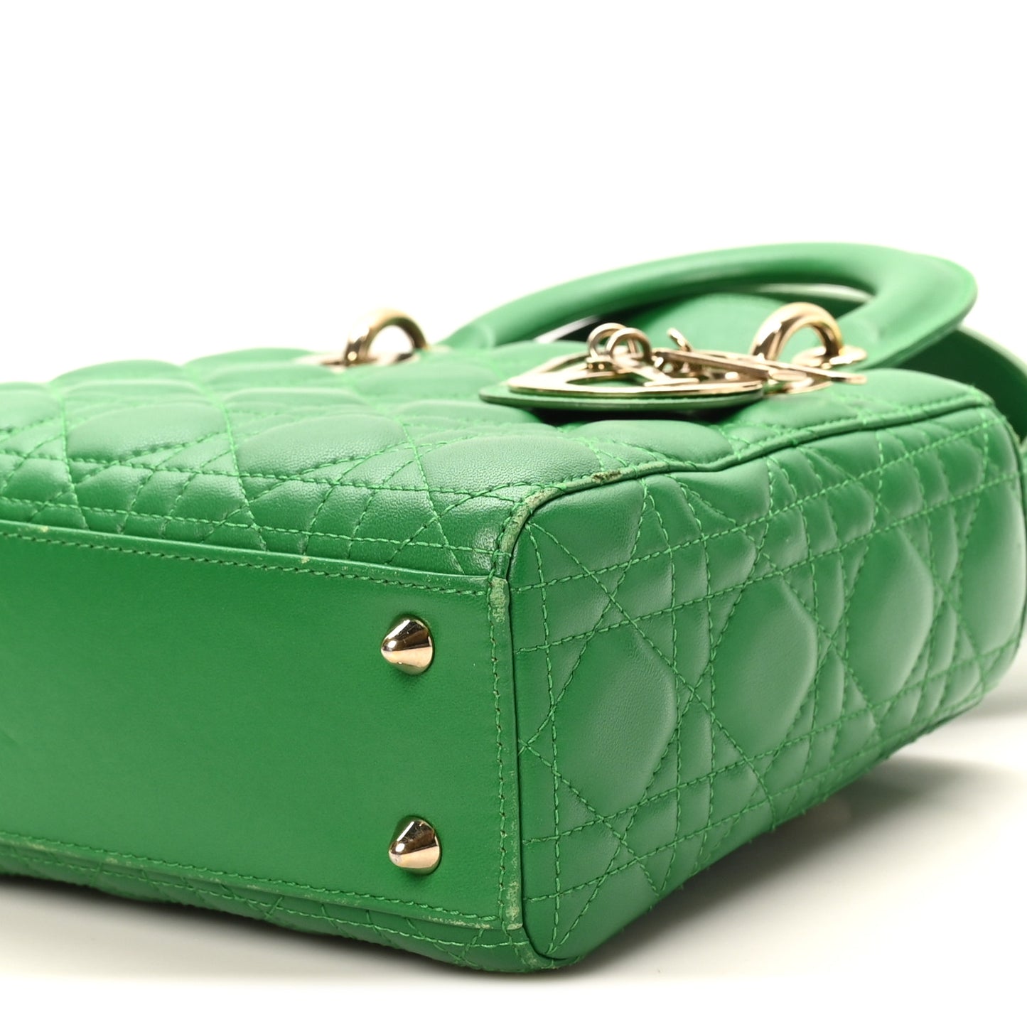 Lambskin Cannage Small Lucky Badges My Lady Dior Green