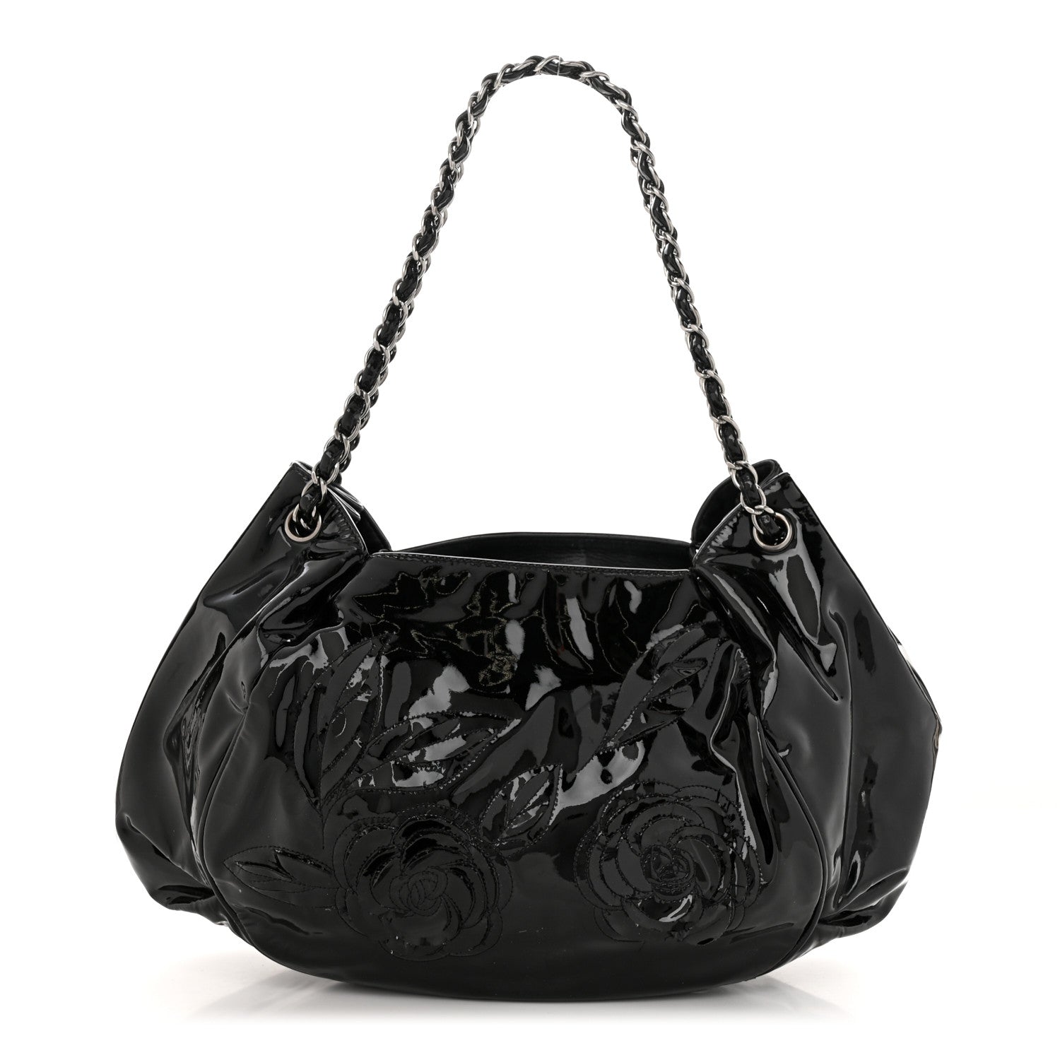 Chanel Patent Camellia Shoulder Bag Black 1 of 18