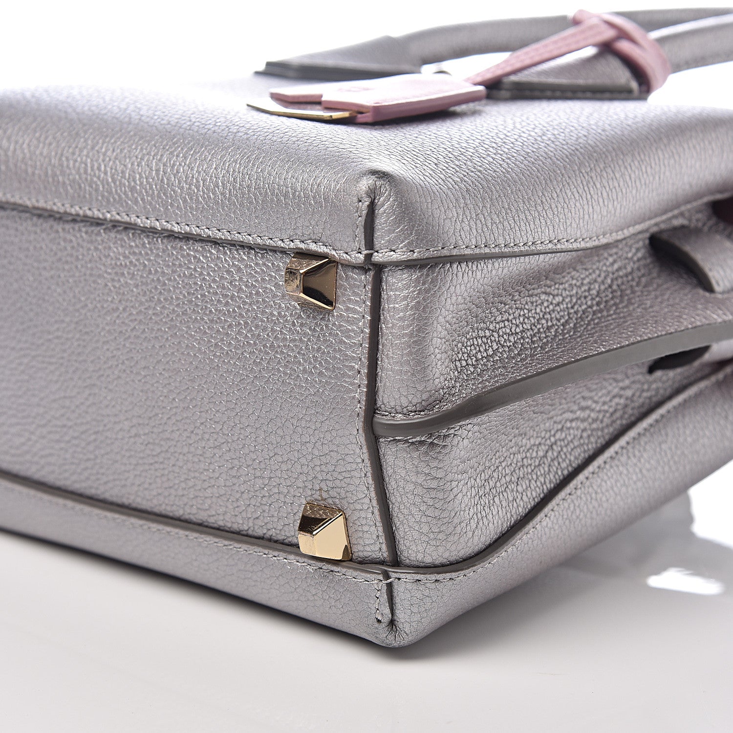 MCM Metallic Grained Calfskin Mini Milla Tote Spike Silver 7 of 9