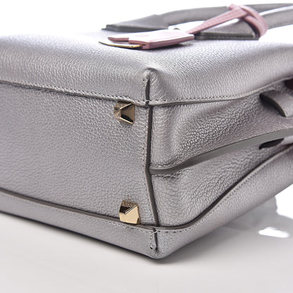 MCM Metallic Grained Calfskin Mini Milla Tote Spike Silver 7 of 9